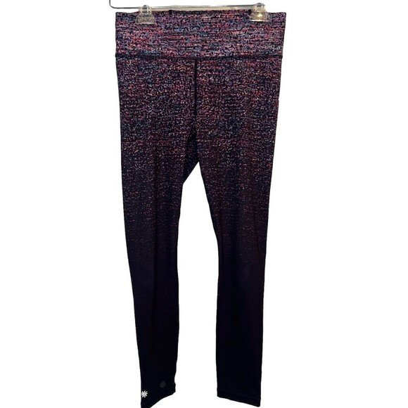 Athleta Color Confetti Ombre Mix On Black Leggings Activewear Pants Stretch Sz S - Picture 1 of 10